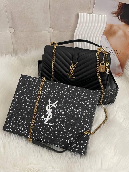 YSL black medium leather shoulder bag